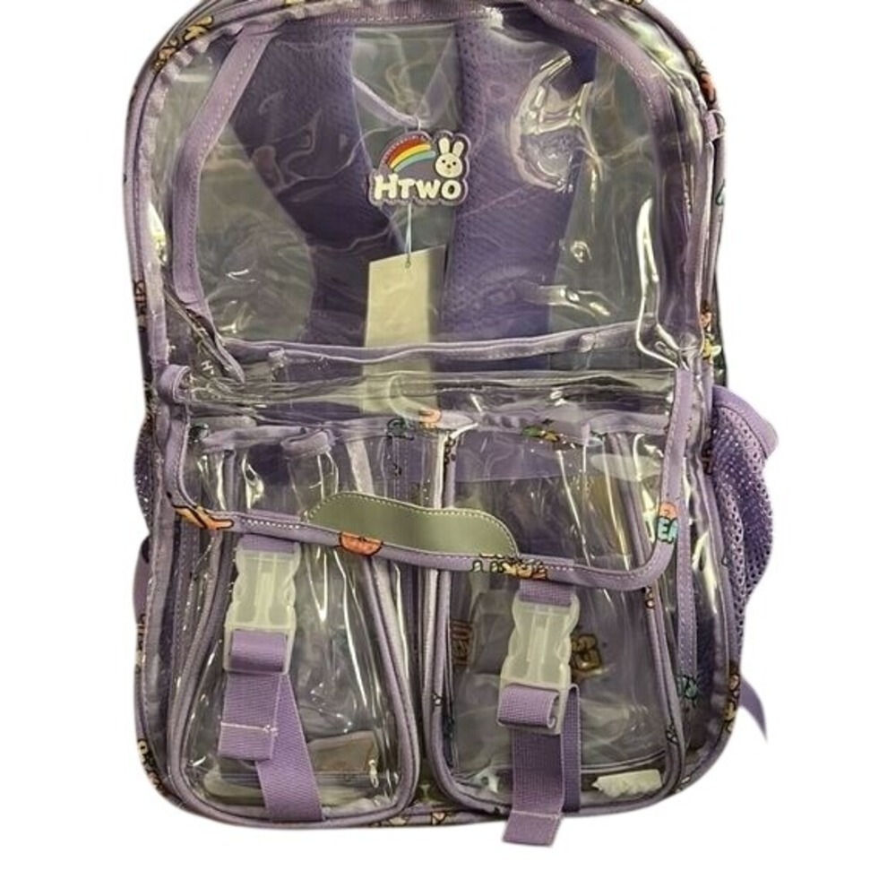 HTWO Clear Backpack for School, Stadiums, & Concert (Lavender Purple).